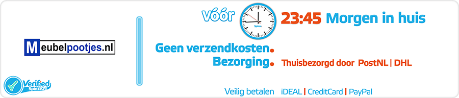 Meubelpootjes.nl - Webwinkel Verified Spinze.nl 3-2021 Webwinkelcentrum Nederland - Winkelinformatie Verzendkosten Bezorging Retourneren Veilig Betalen