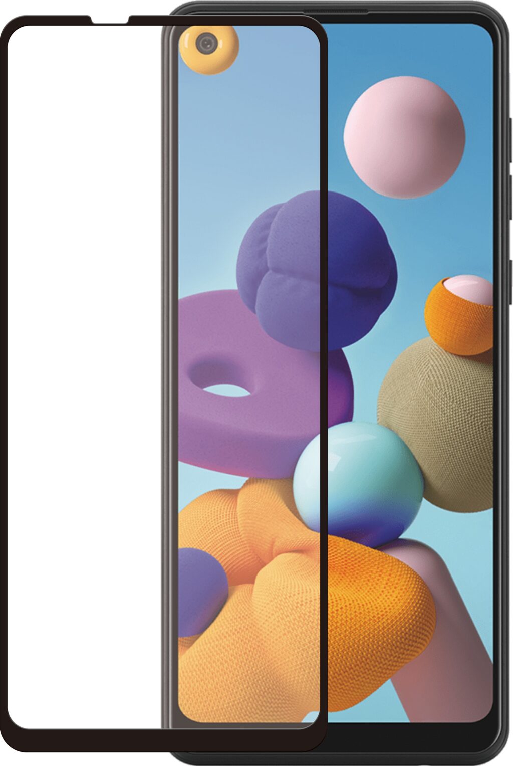 Azuri Curved Tempered Glass RINOX ARMOR zwart frame voor Samsung A21s Smartphone screenprotector Transparant ~ Spinze.nl