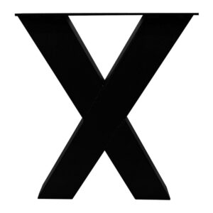 Set zwarte X tafelpoten 43 cm met stelvoeten (koker 8 x 8) ~ Spinze.nl