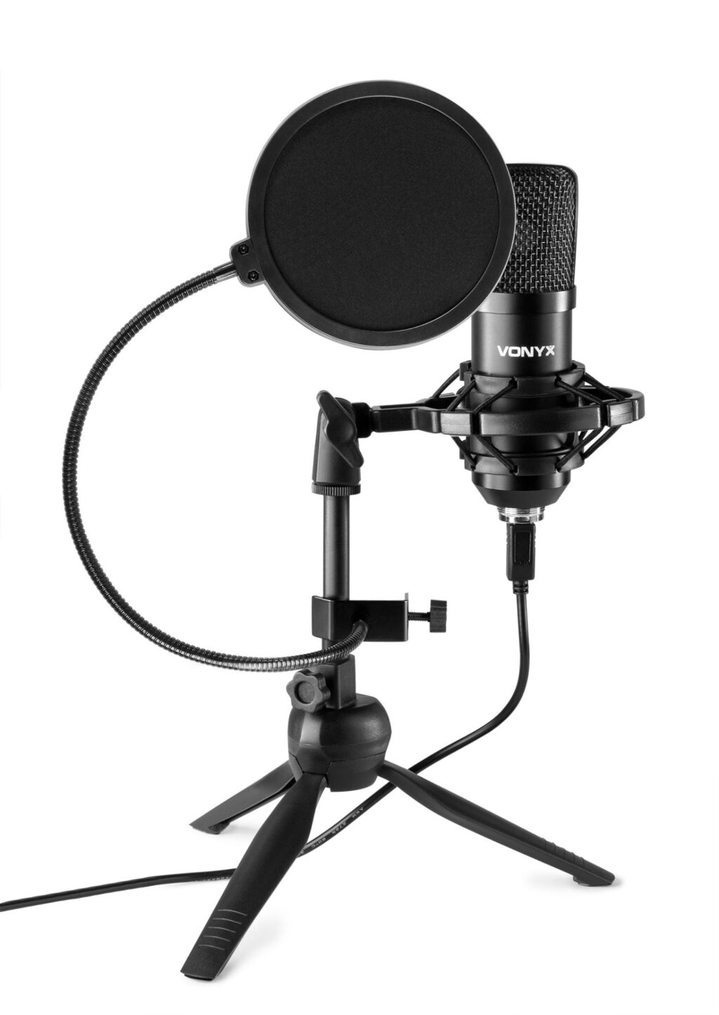 Vonyx CM300B USB studio microfoon met popfilter - Zwart ~ Spinze.nl