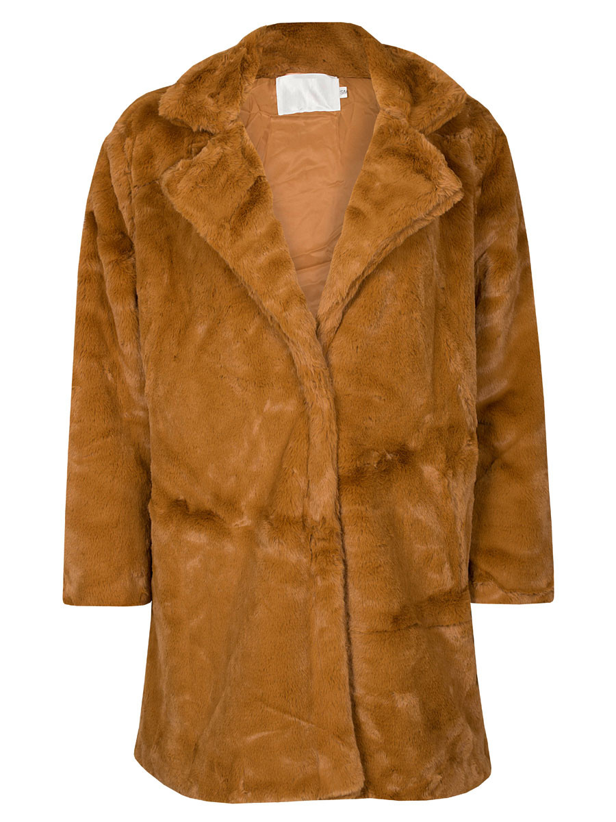 Coat Fake Fur Camel ~ Spinze.nl