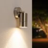 HOFTRONIC™ Lago kantelbare wandlamp - Dimbaar - IP44 - Incl. 4000K neutraal wit GU10 spotje - Spotlight voor binnen en buiten - Geschikt als wandspot en plafondspot - RVS ~ Spinze.nl