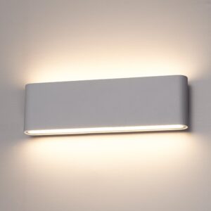 Hofronic Dallas XL dimbare LED wandlamp - 3000K warm wit - 24 Watt - Up & down light - IP54 voor binnen en buiten - Tweezijdige muurlamp - Grijs ~ Spinze.nl