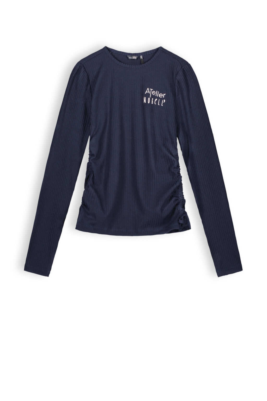 NoBell Meisjes shirt soft rib jersey - Koya - Navy blauw ~ Spinze.nl