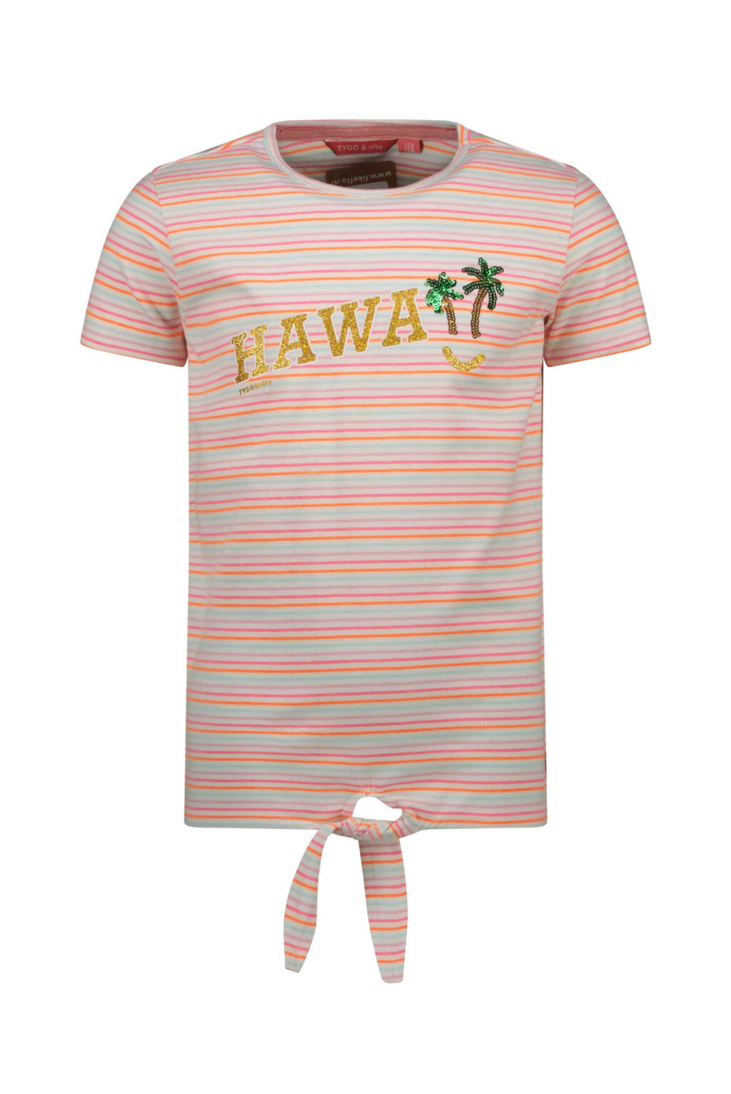 Tygo & Vito Meisjes t-shirt gestreept hawaii - Sugar Plum ~ Spinze.nl